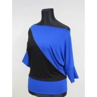 Bluzka Aga dwukolorowe kimono asymetryczne czarny/chaber